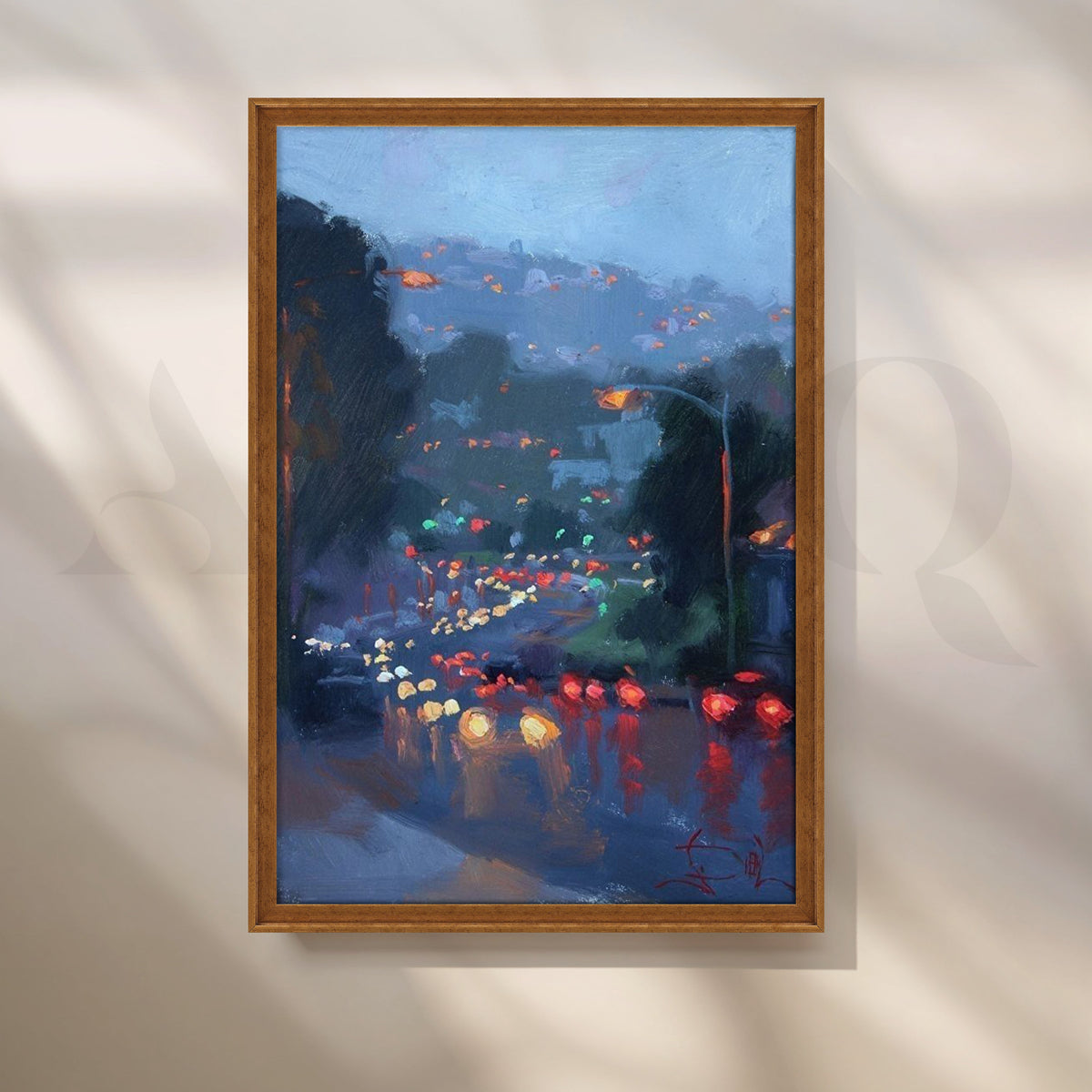 Rainy City Commute Canvas Artwork – Asha Art Studio – Image 6