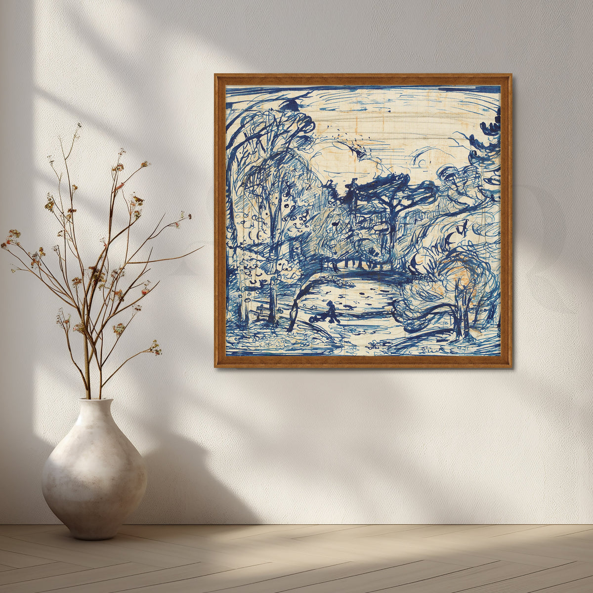 Blue Willow Park Sketch Canvas Artwork – Asha Art Studio – Image 6