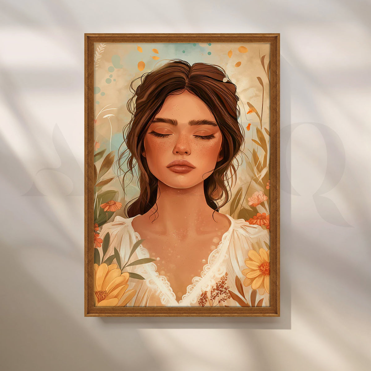Golden Meadow Muse Canvas Painting for Serene Bedrooms – Asha Art Studio – Image 6