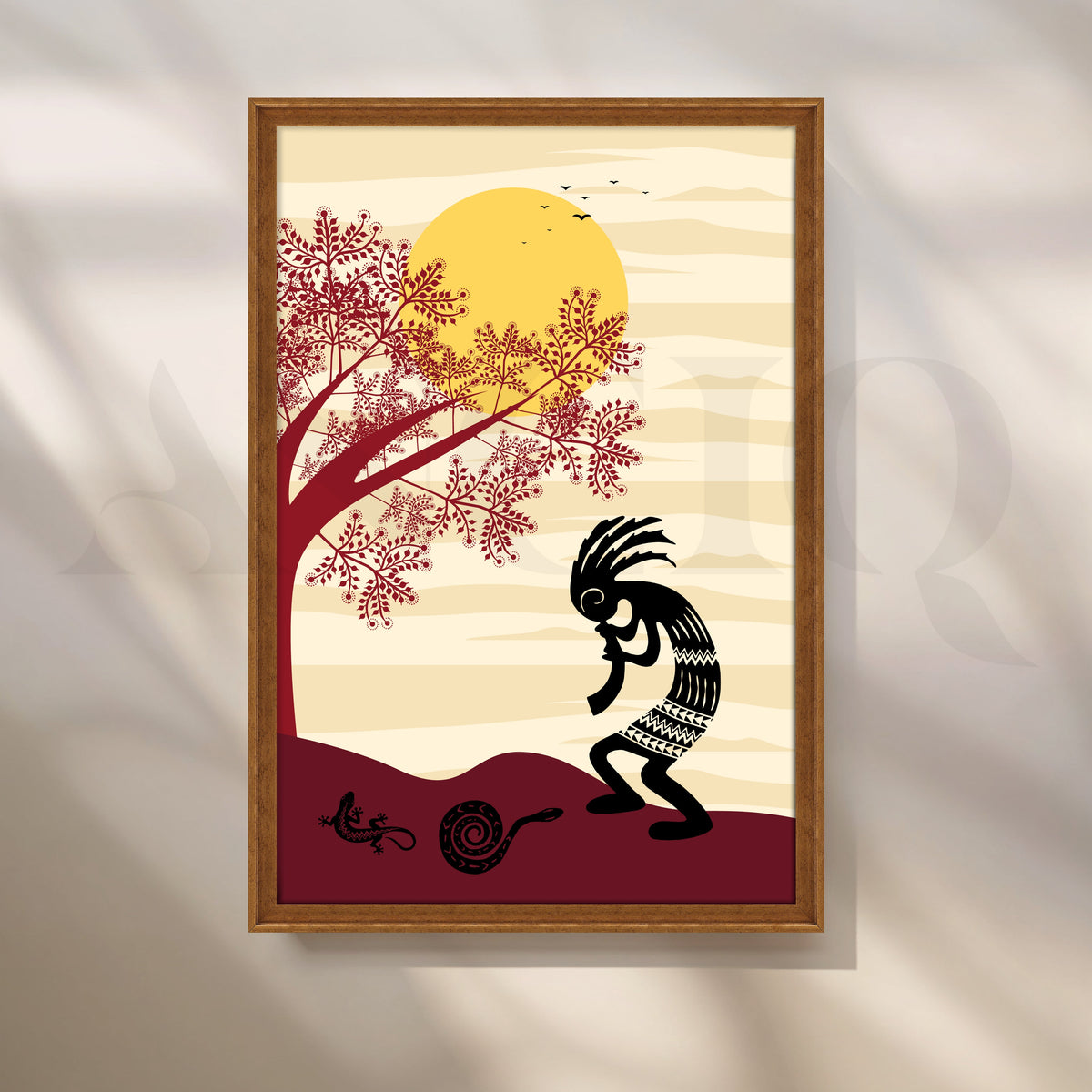 Tribal Flute Under the Sun Canvas Painting for Living Room – Asha Art Studio – Image 6