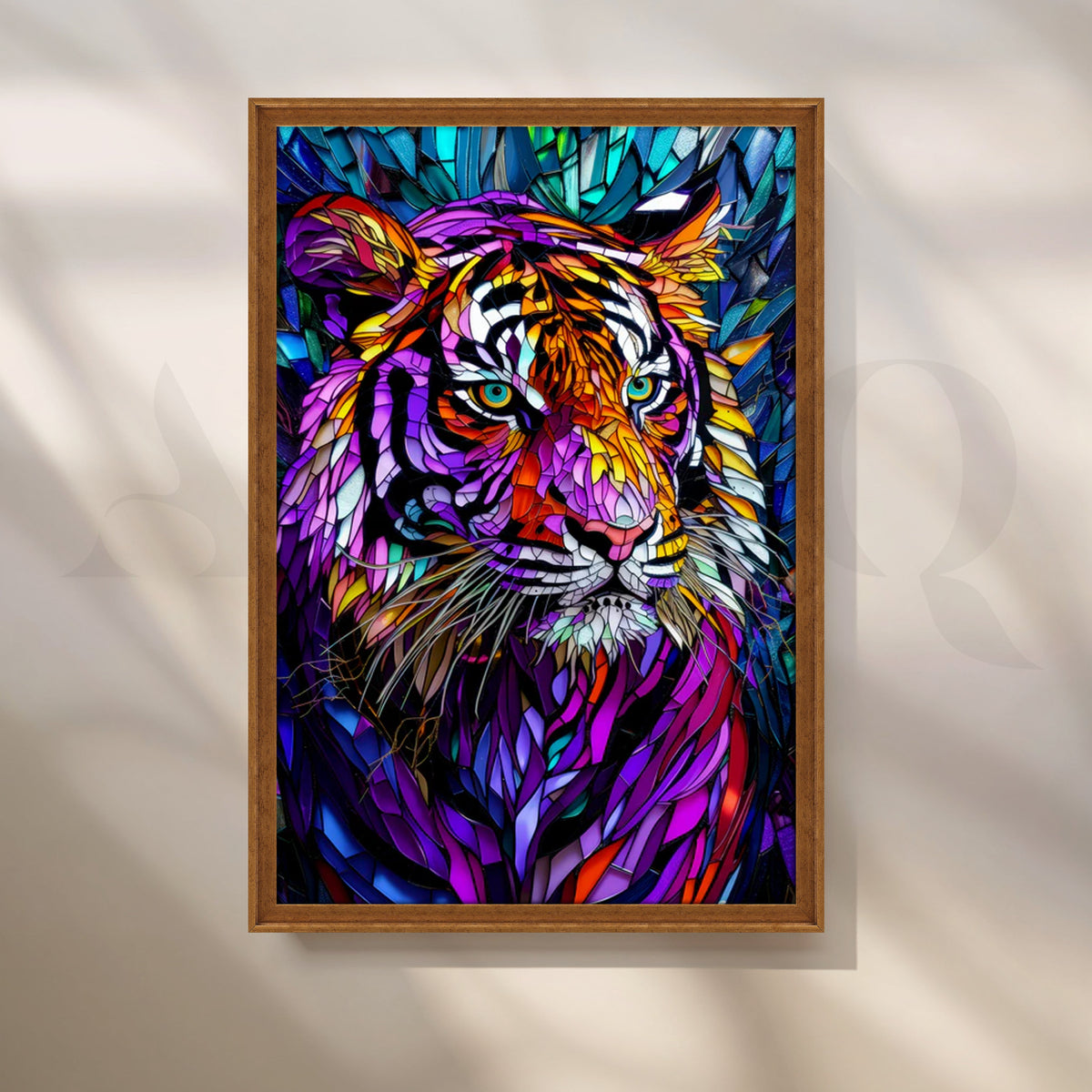 Prismatic Tiger Mosaic Canvas Painting for Contemporary Office – Asha Art Studio – Image 6