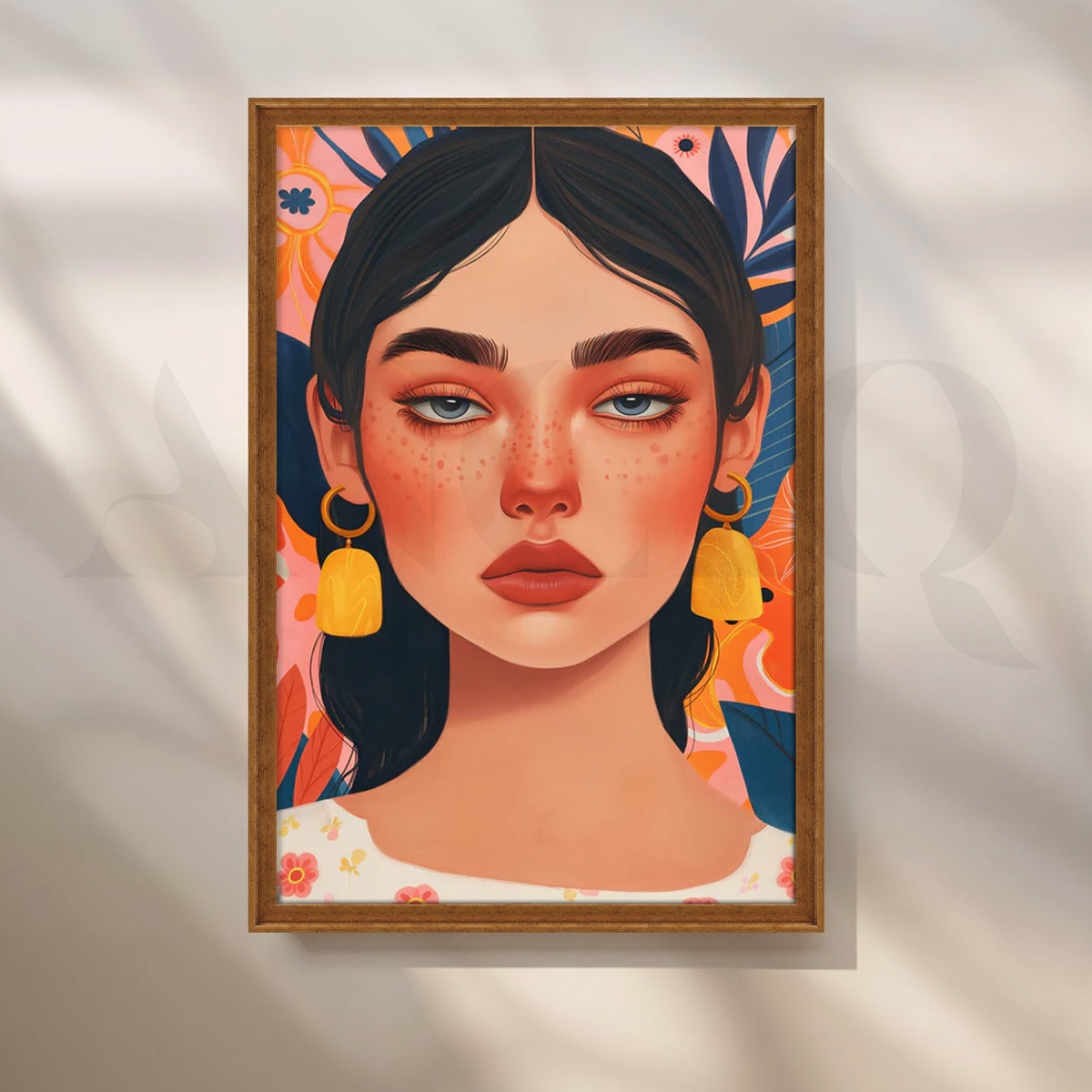 Golden Bloom Earrings Canvas Painting for Bedroom Vanity Wall – Asha Art Studio – Image 6