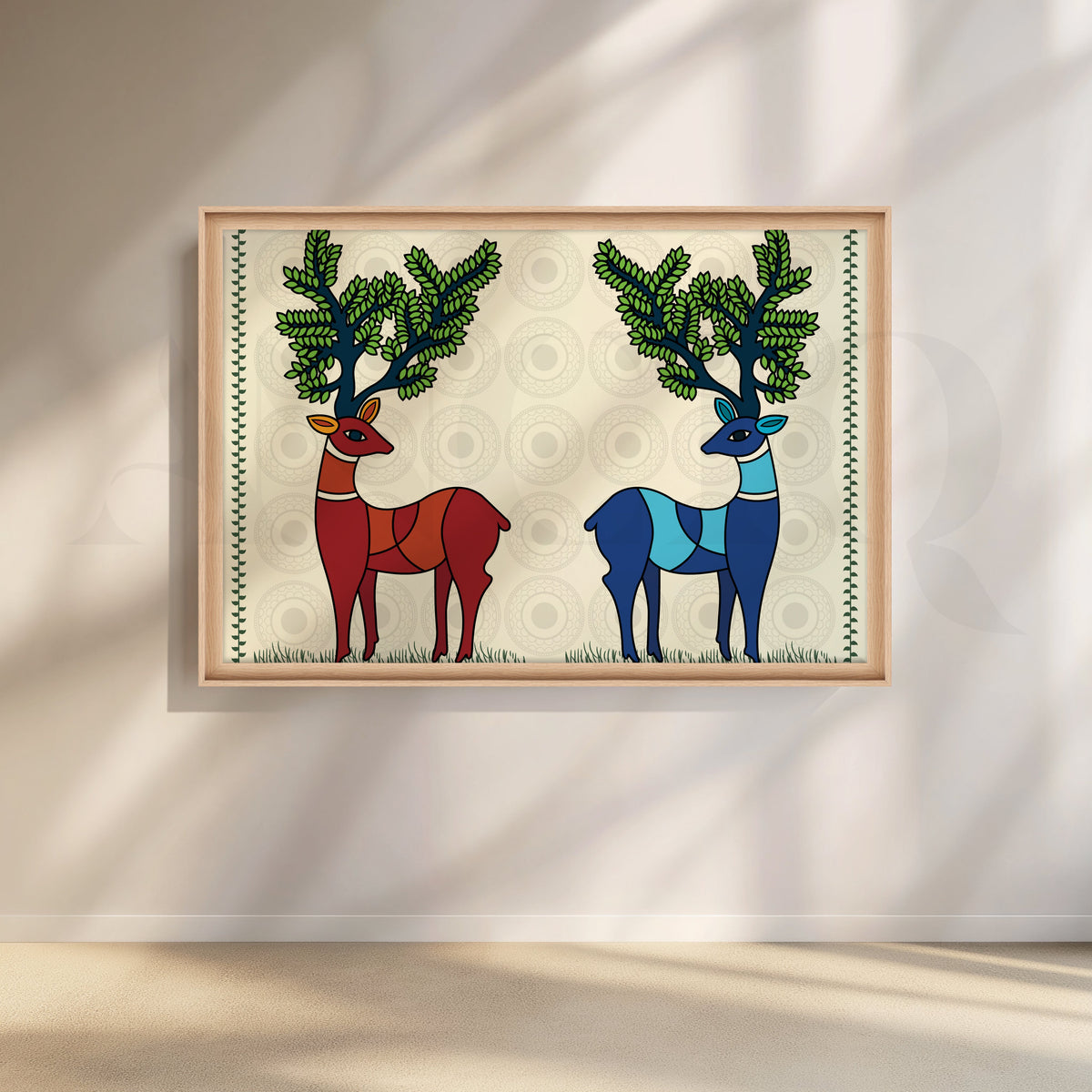 Dual Deer Harmony Canvas Artwork – Asha Art Studio – Image 5