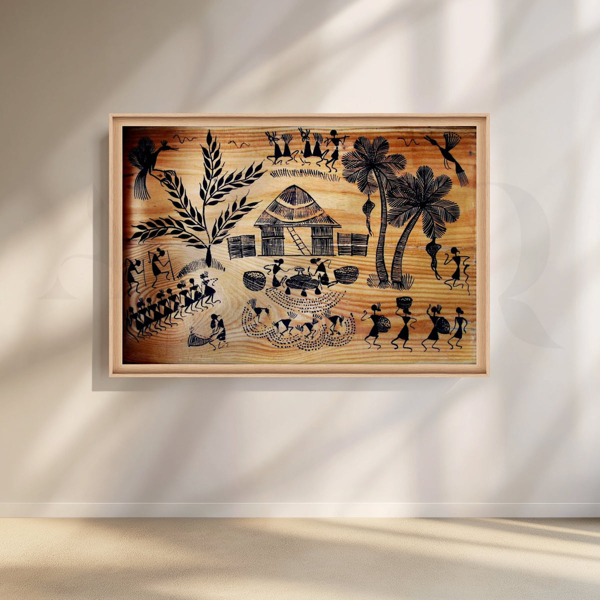 Village Bonfire Warli Canvas Artwork – Asha Art Studio – Image 5