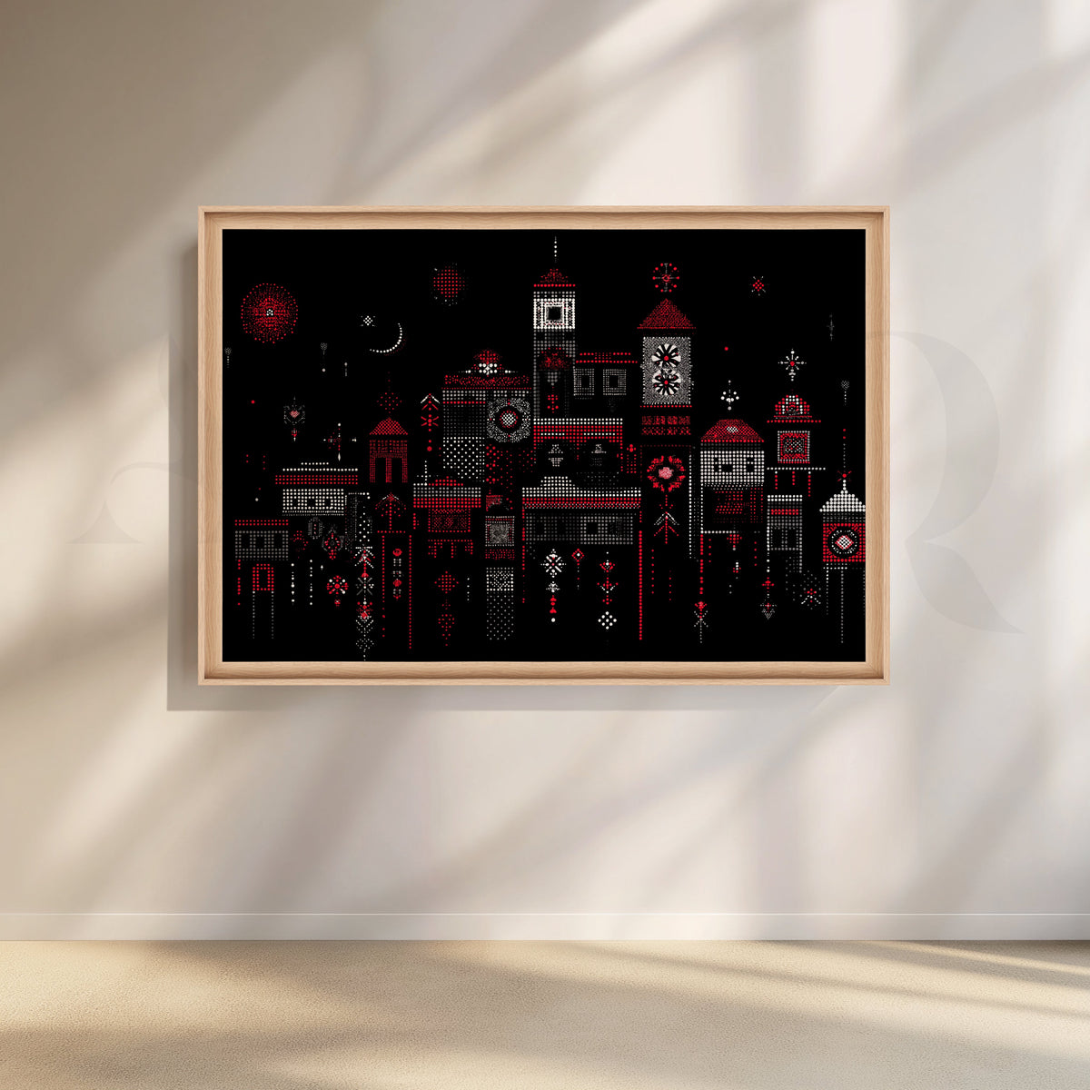 Midnight Mosaic Skyline Canvas Artwork – Asha Art Studio – Image 5