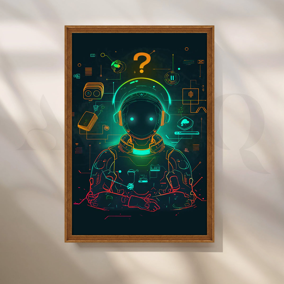 Neon AI Navigator Canvas Painting for Home Office – Asha Art Studio – Image 6