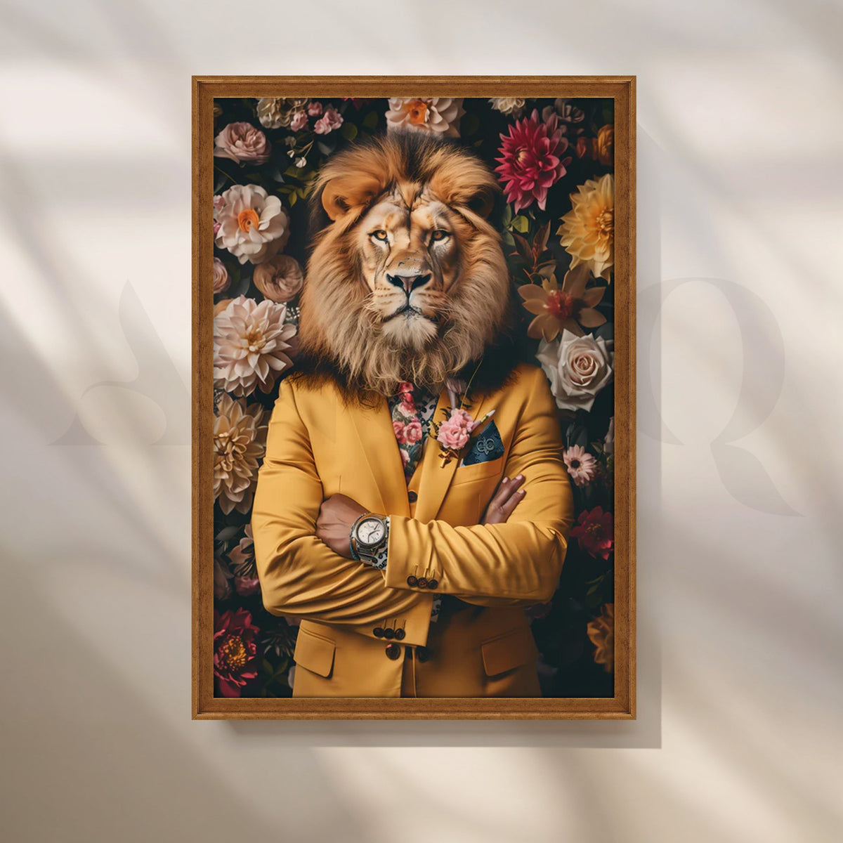 Golden Executive Lion Canvas Painting for Office or Den – Asha Art Studio – Image 6