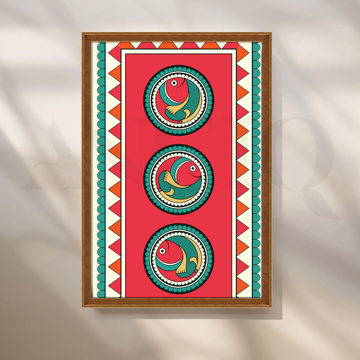 Folk Fish Pattern Canvas Artwork – Asha Art Studio – Image 6