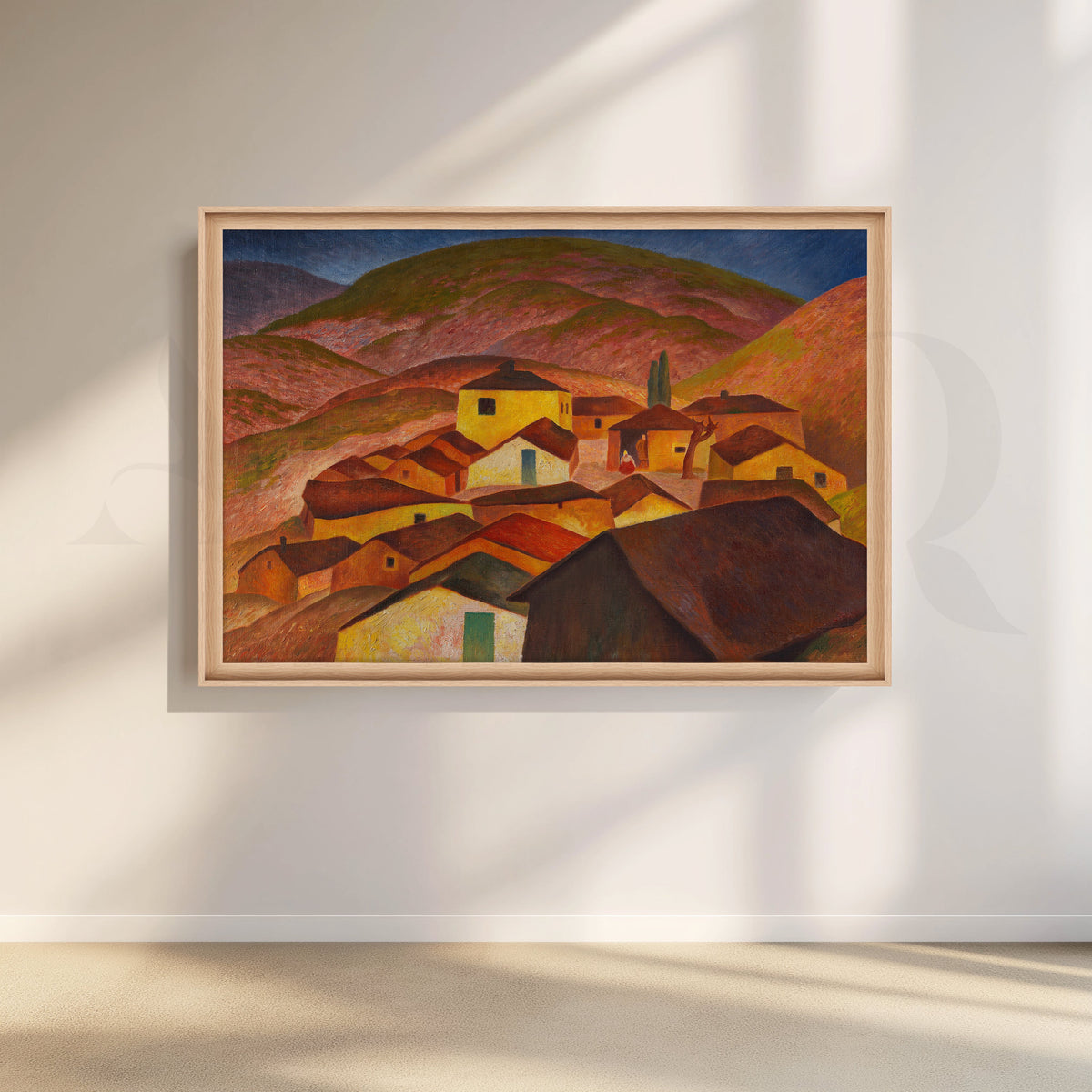 Terracotta Hillside Village Canvas Artwork – Asha Art Studio – Image 5