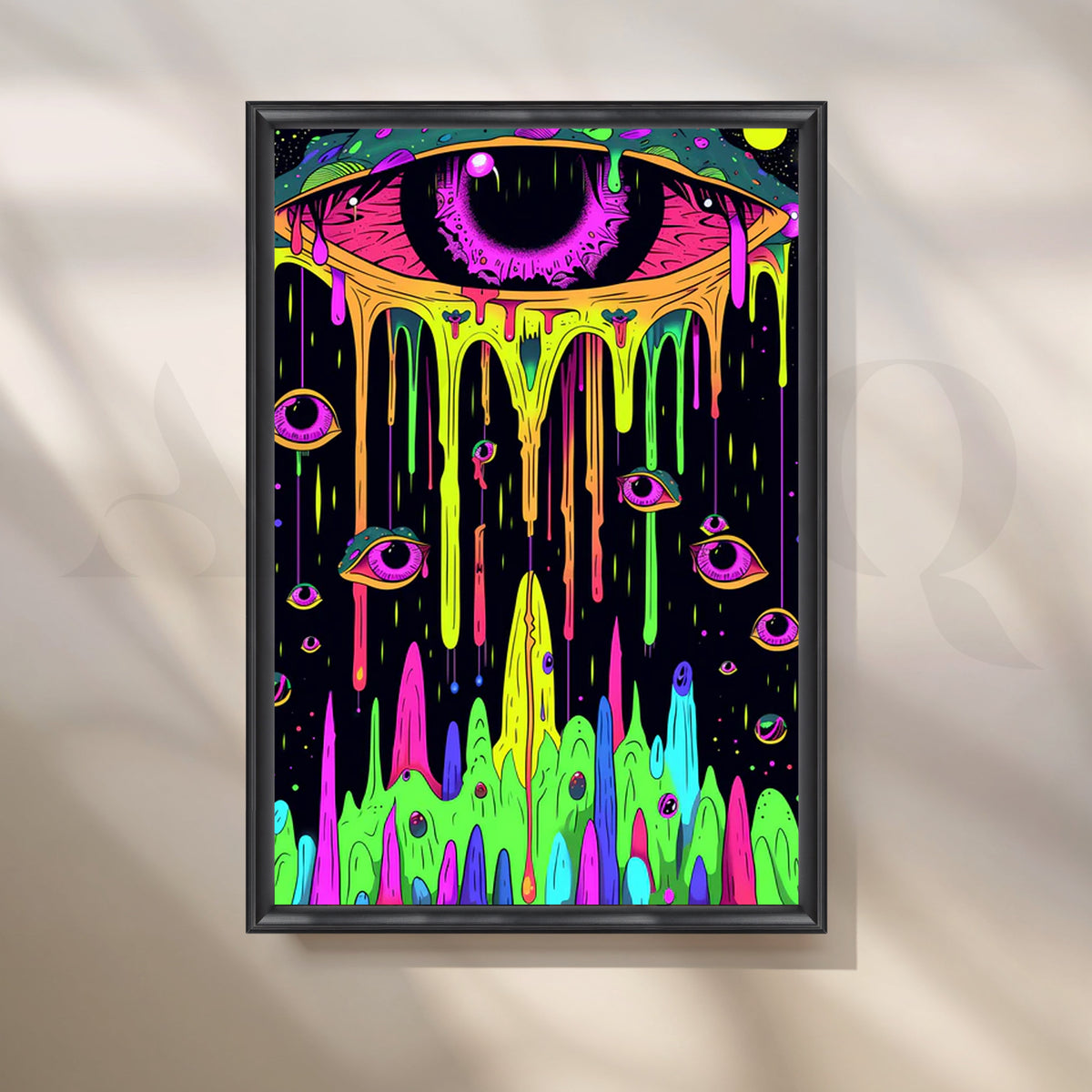 Psychedelic Drip Eye Canvas Painting for Music Studio or Dorm Room – Asha Art Studio – Image 3