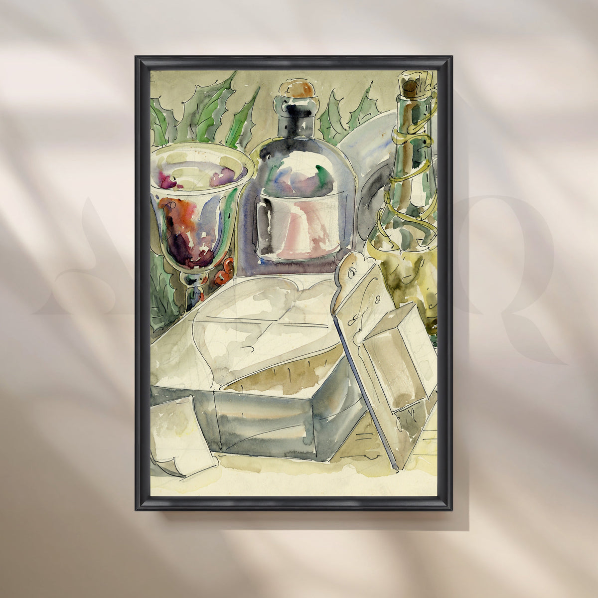 Wine Bottles and Silverware Canvas Artwork – Asha Art Studio – Image 3