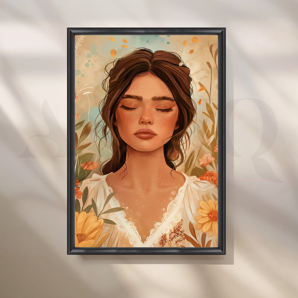 Golden Meadow Muse Canvas Painting for Serene Bedrooms – Asha Art Studio – Image 3