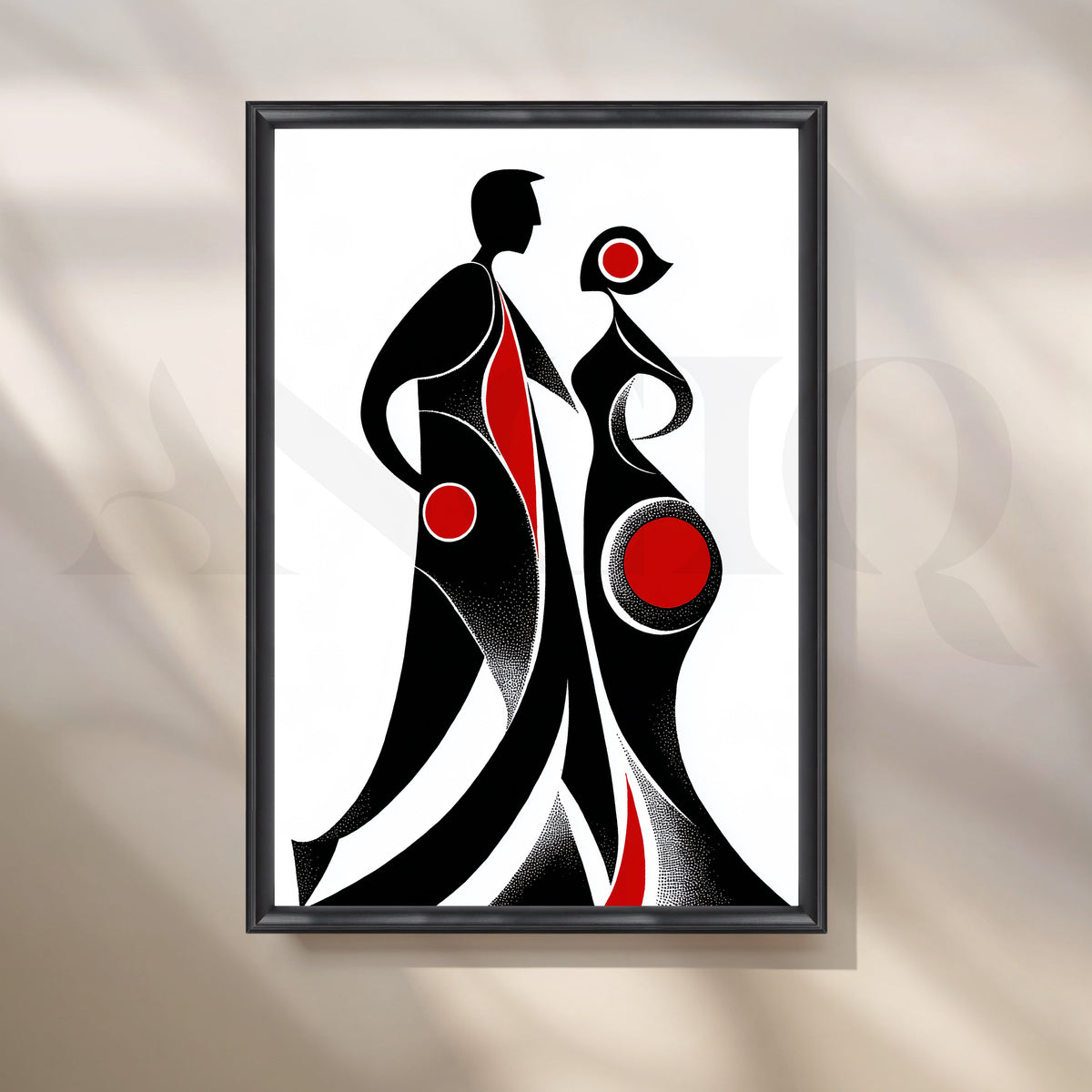 Abstract Couple Silhouette Canvas – Asha Art Studio – Image 3