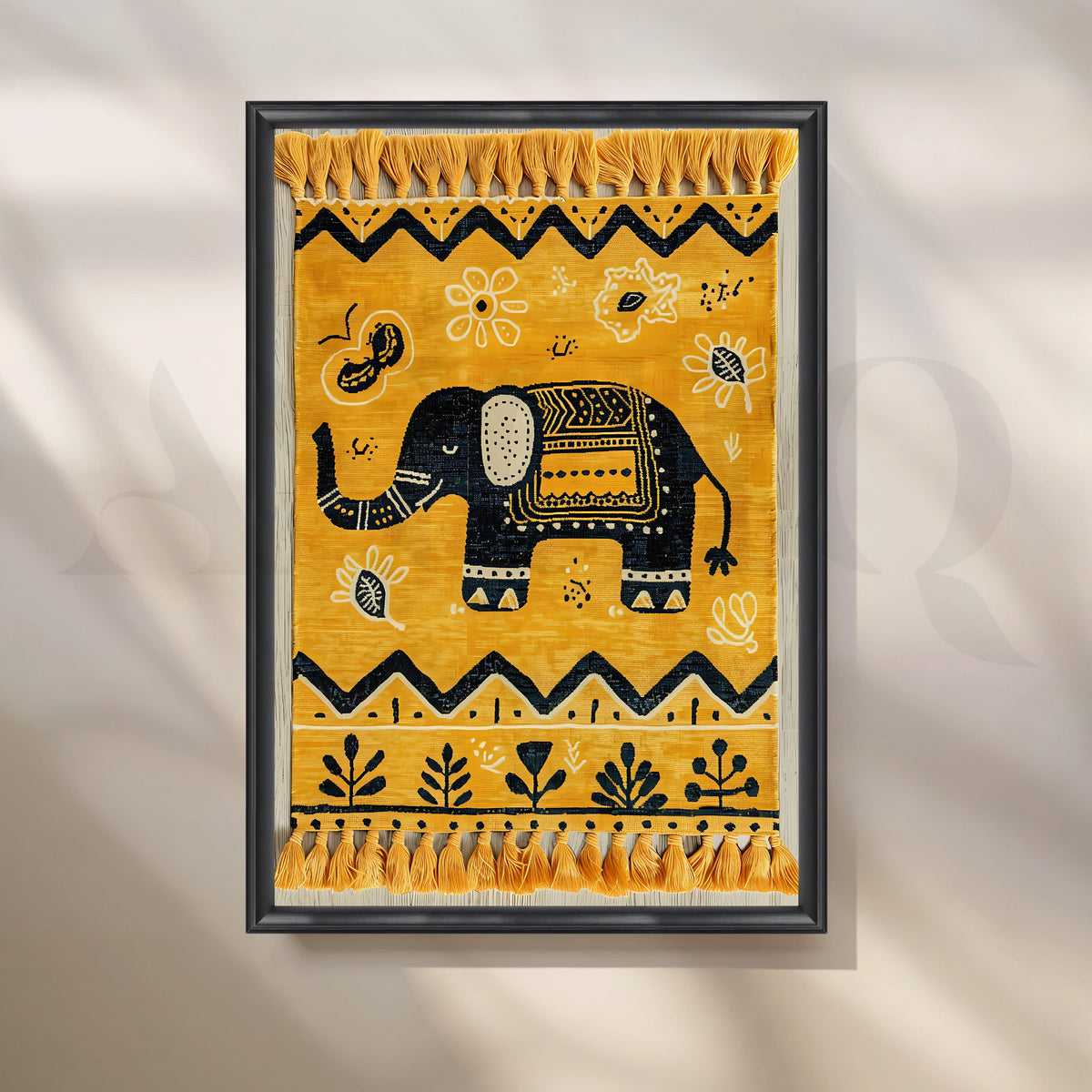 Golden Festive Elephant Canvas Artwork – Asha Art Studio – Image 3