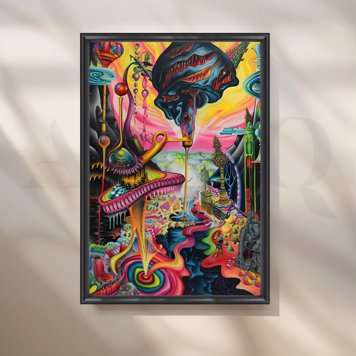 Neon Myco City Canvas Painting for Creative Studio or Gaming Room – Asha Art Studio – Image 3