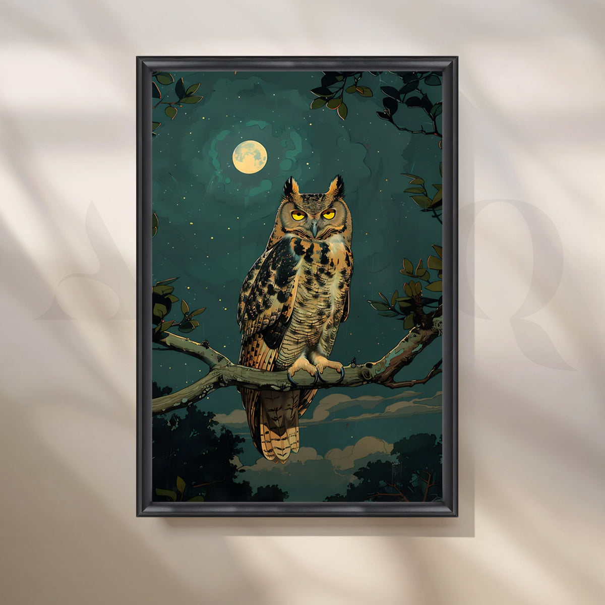 Moonlit Sentinel Canvas Painting for Bedroom – Asha Art Studio – Image 3