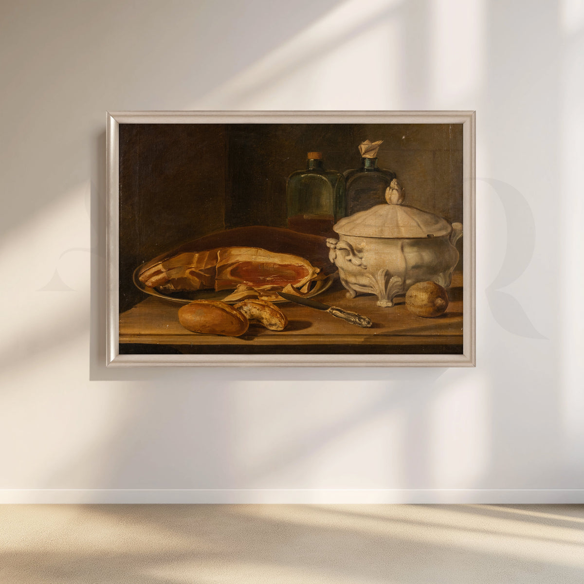 Still Life with Ham and Pottery Canvas Artwork – Asha Art Studio – Image 4