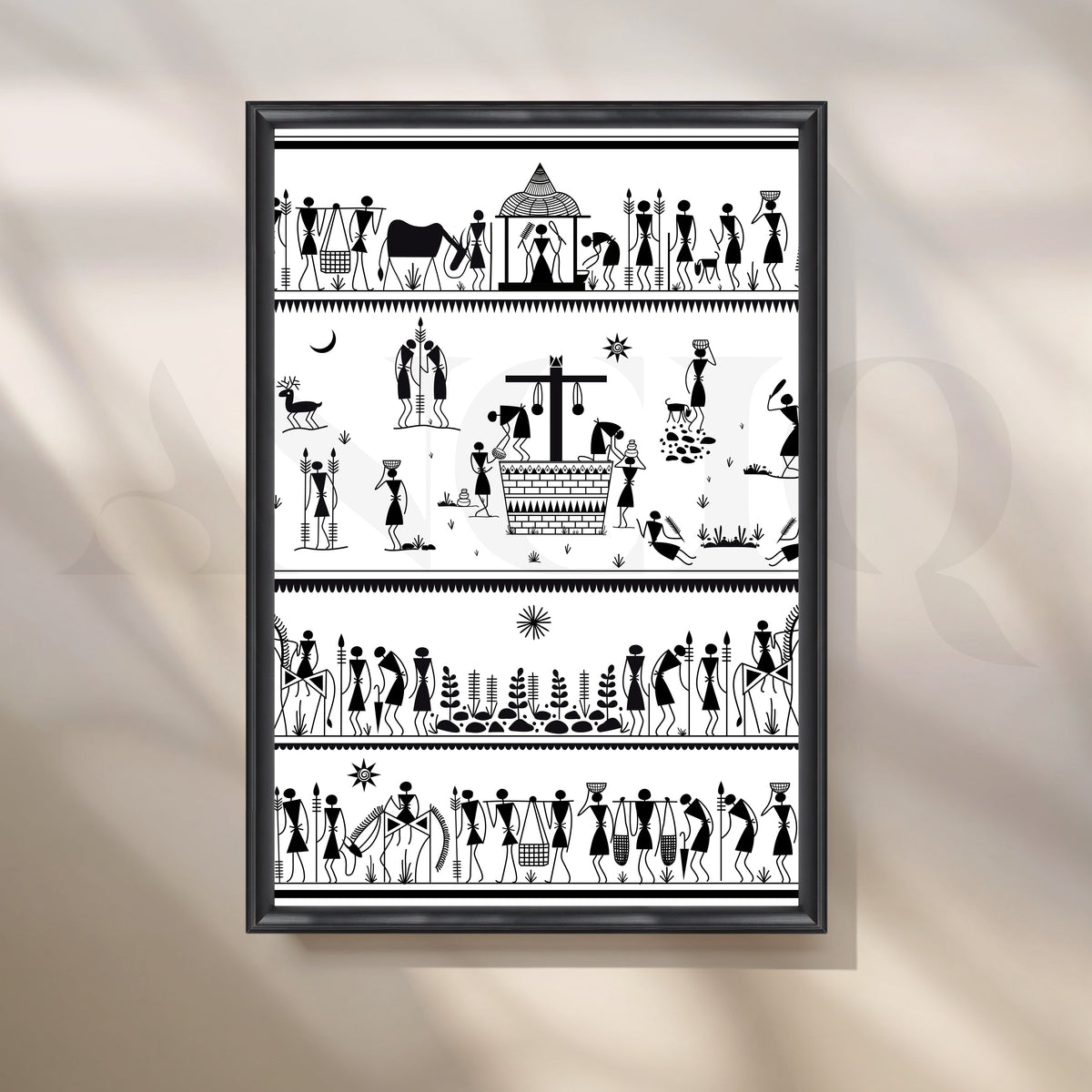 Village Life Chronicles Canvas Artwork – Asha Art Studio – Image 3