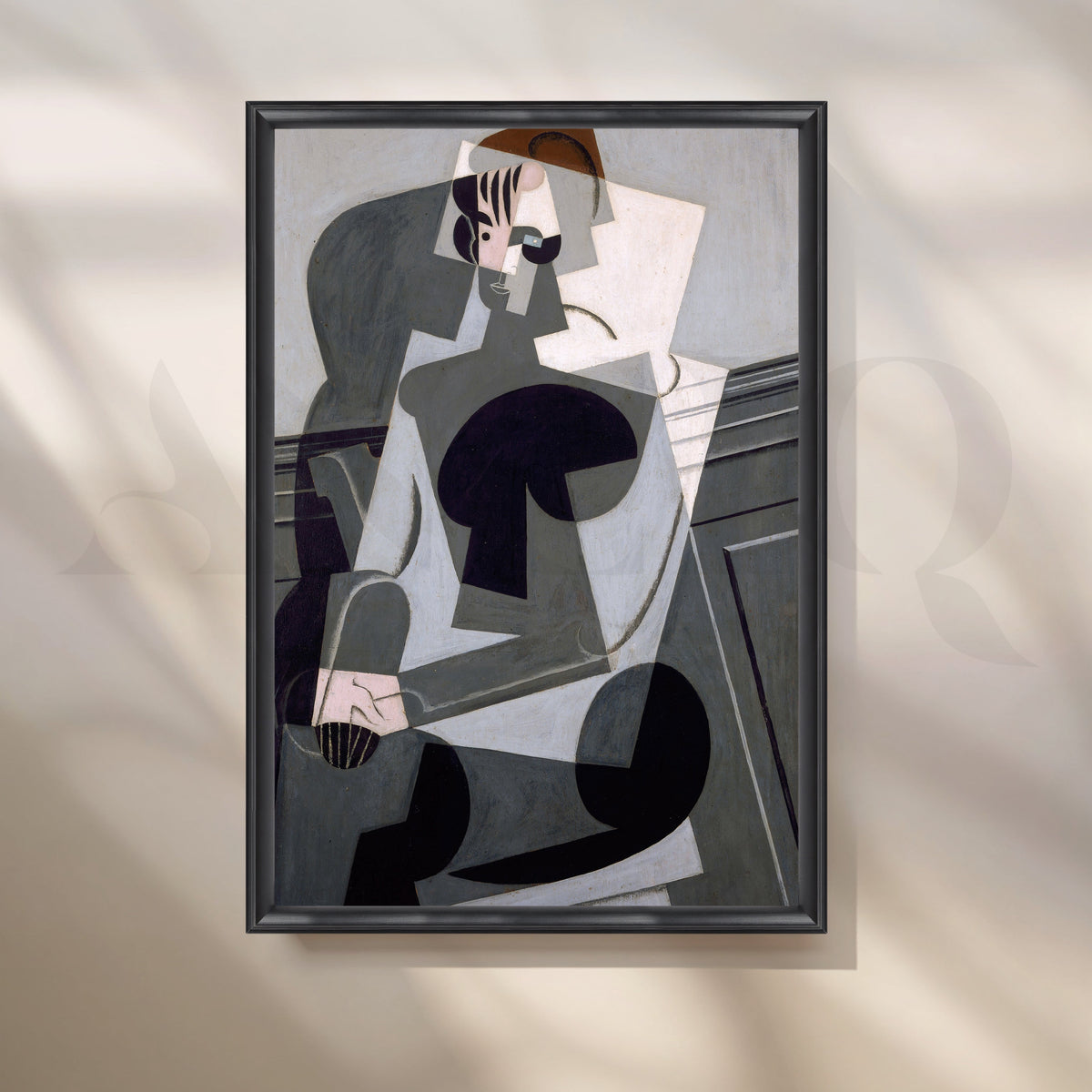 Cubist Woman in Grey Canvas Artwork – Asha Art Studio – Image 3