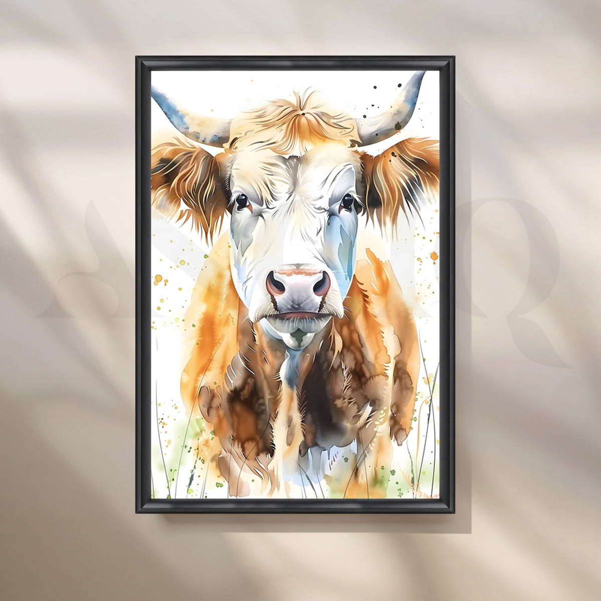Gentle Highland Cow Canvas Painting for Farmhouse Kitchen – Asha Art Studio – Image 3