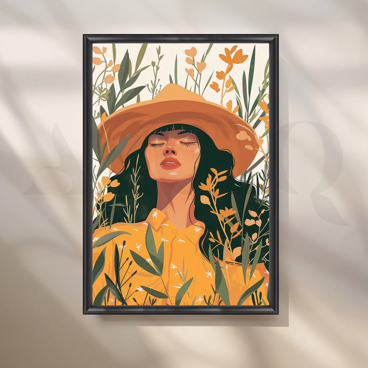 Sunlit Wildflower Girl Canvas Painting for Boho Bedroom – Asha Art Studio – Image 3