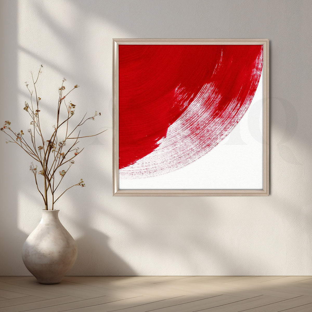 Zen Scarlet Arc Canvas Artwork – Asha Art Studio – Image 4