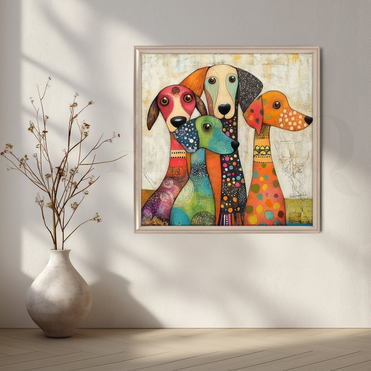 Four Colorful Hounds Canvas Artwork – Asha Art Studio – Image 4