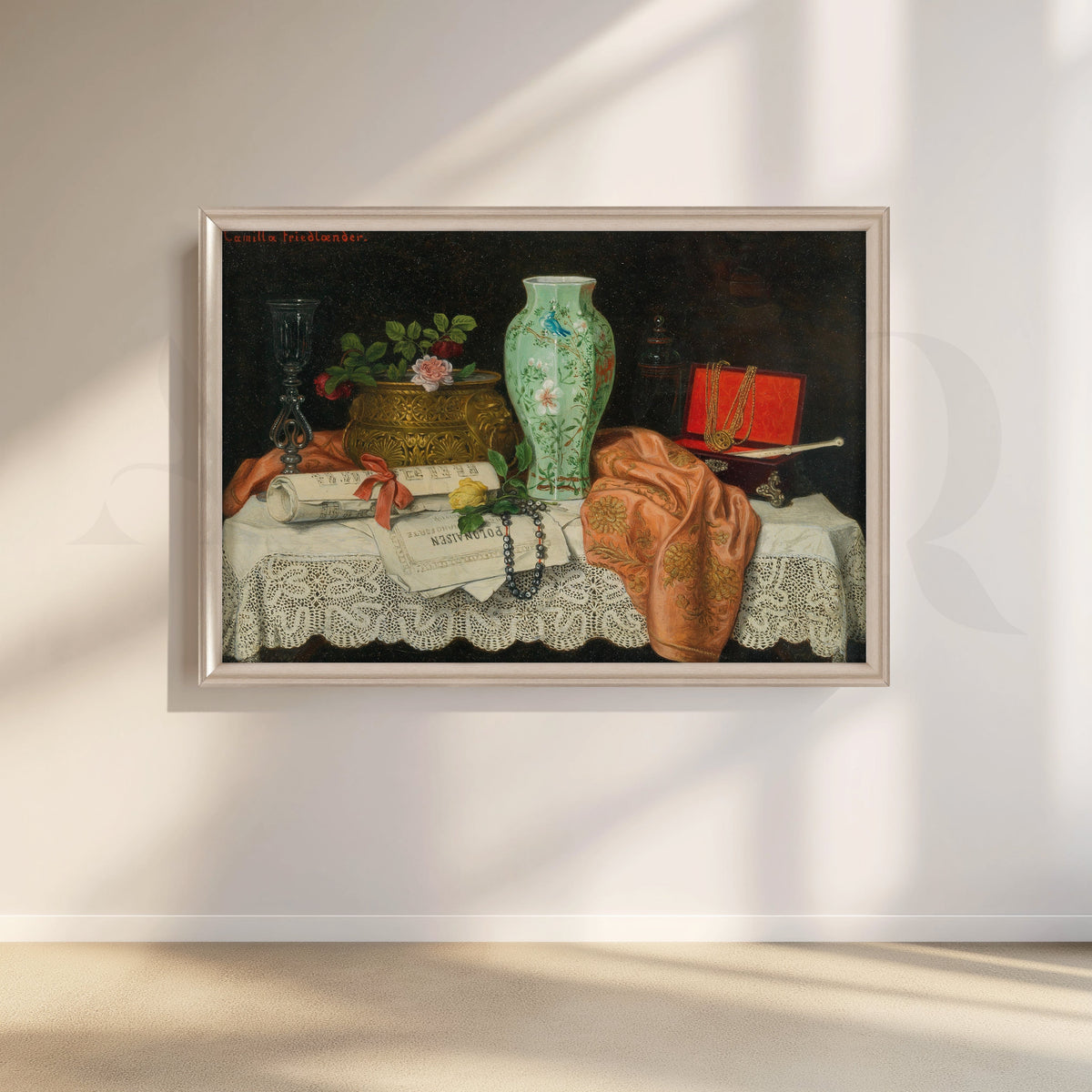 Oriental Vase and Jewels Canvas Artwork – Asha Art Studio – Image 4