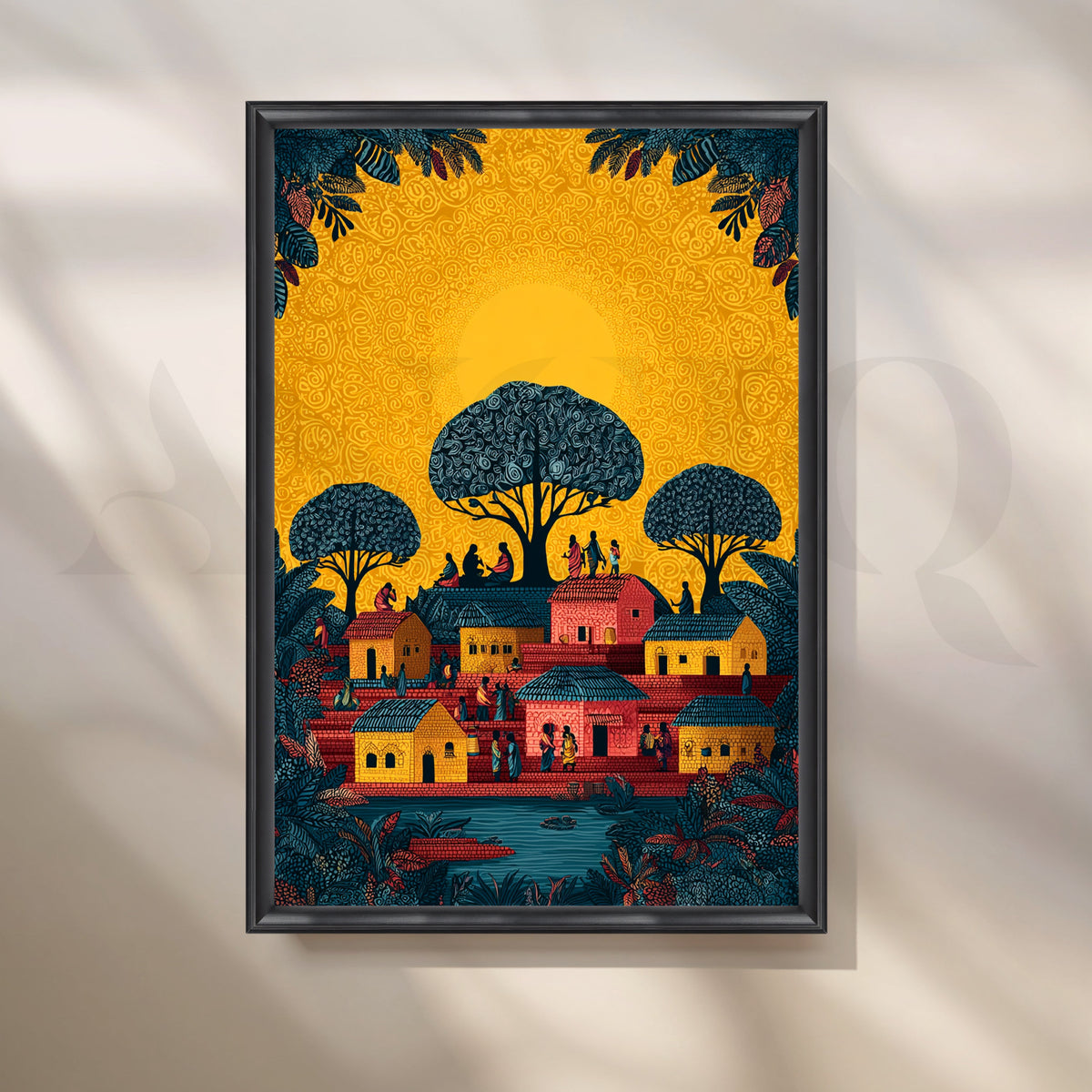 Golden Village Canopy Canvas Artwork – Asha Art Studio – Image 3