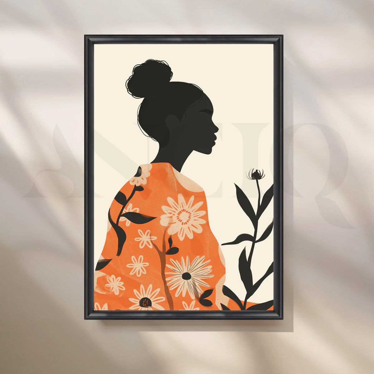Floral Shadow Muse Canvas Painting for Staircase – Asha Art Studio – Image 3