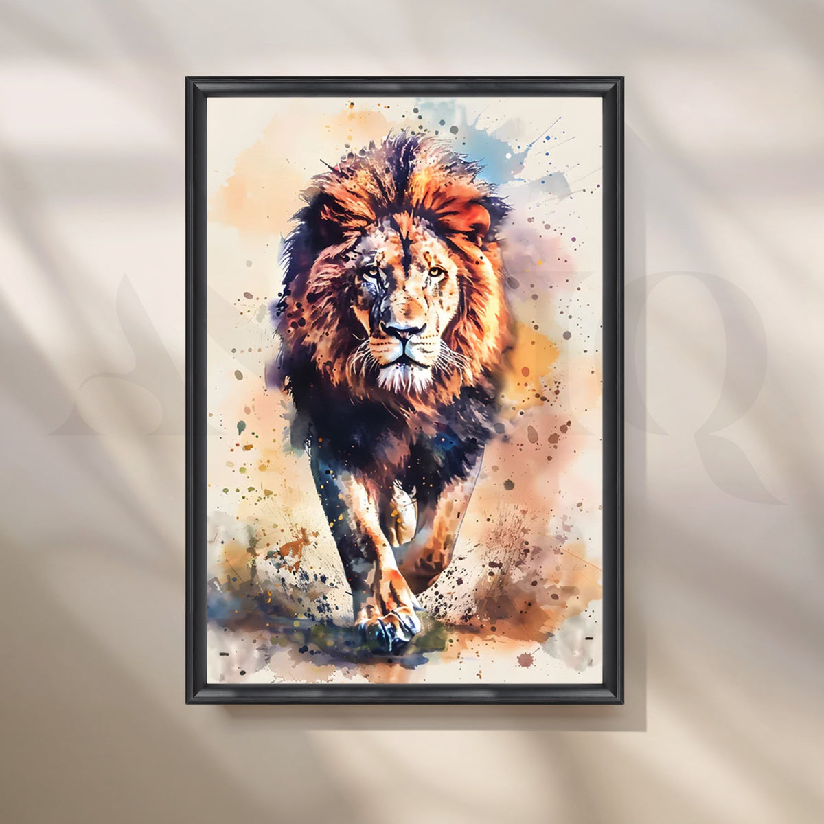Majestic Lion Stride Canvas Painting for Office – Asha Art Studio – Image 3