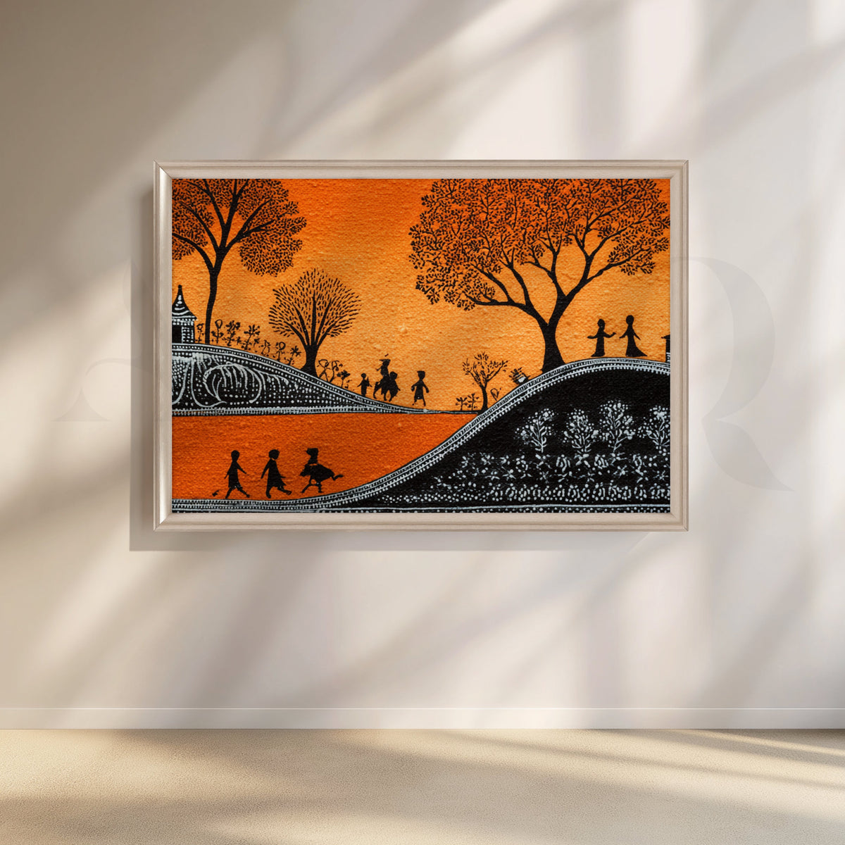 Golden Dusk Village Walk Canvas Artwork – Asha Art Studio – Image 4