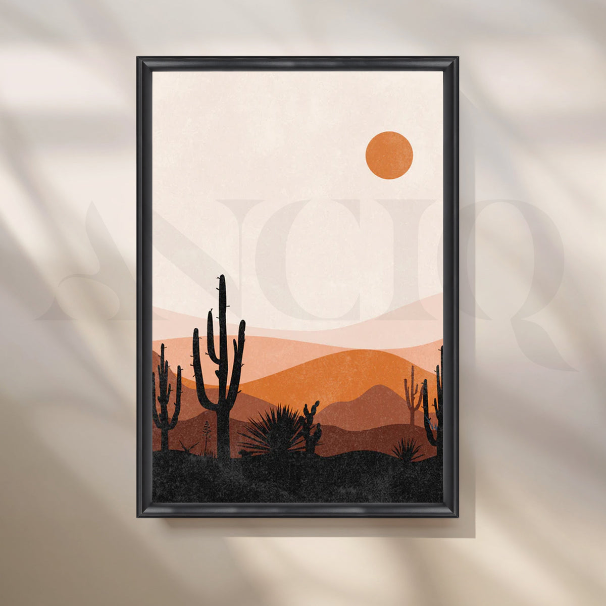 Cactus Sunset Dunes Canvas Painting for Modern Living Room – Asha Art Studio – Image 3