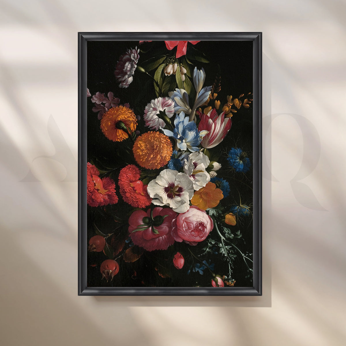 Floral Symphony on Black Canvas Artwork – Asha Art Studio – Image 3