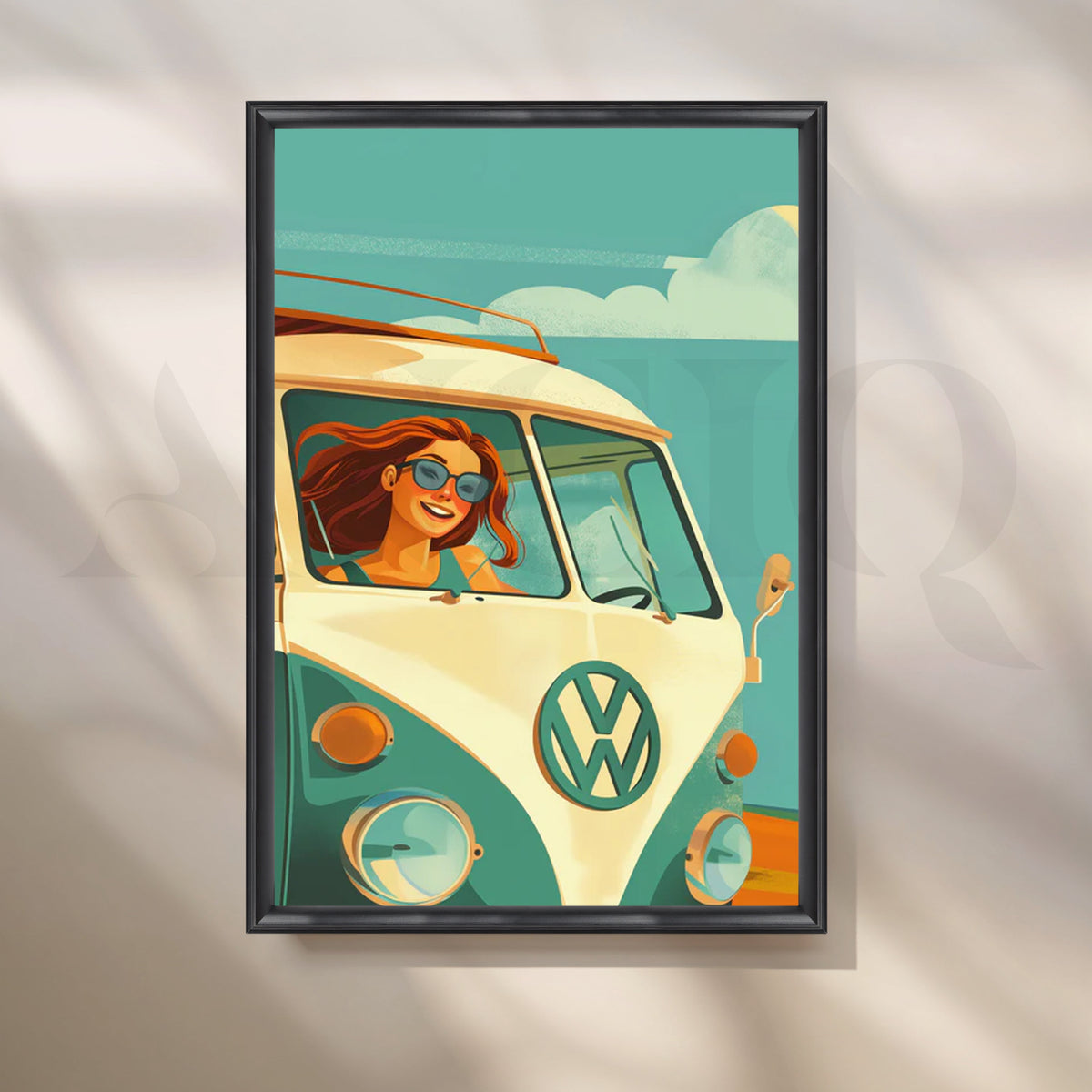 Surf Van Daydream Canvas Painting for Beach House Entry – Asha Art Studio – Image 3