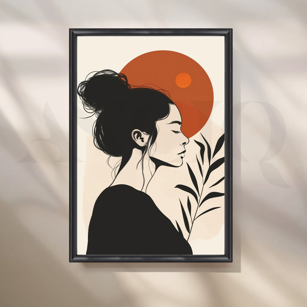 Terracotta Moon Muse Canvas Painting for Staircase – Asha Art Studio – Image 3