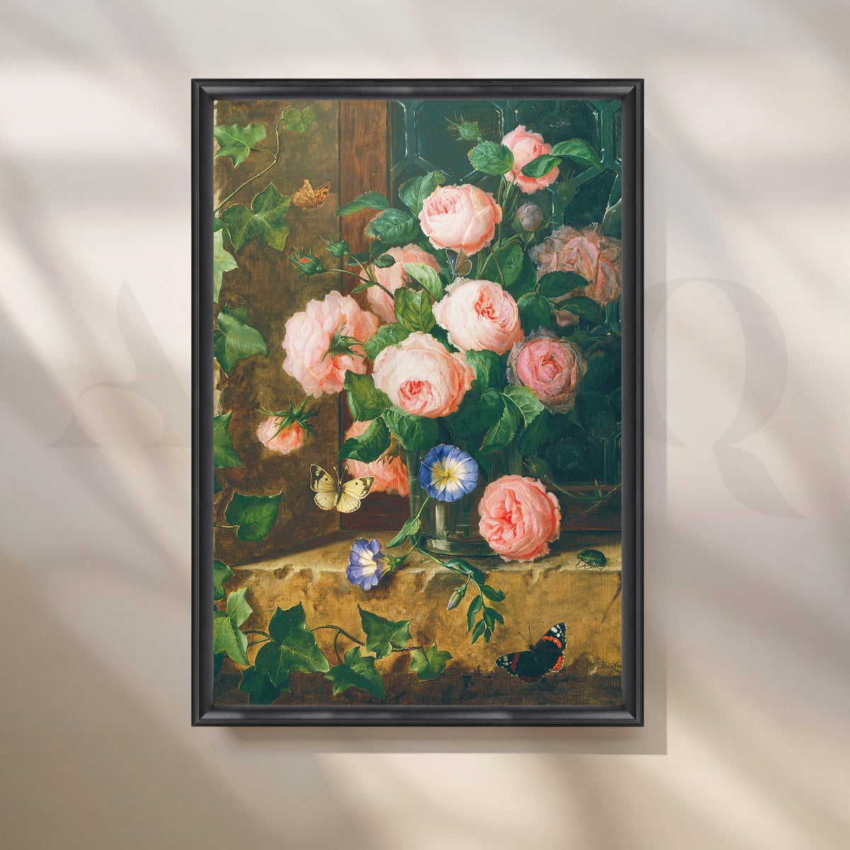 Blossoming Roses and Butterflies Canvas Artwork – Asha Art Studio – Image 3