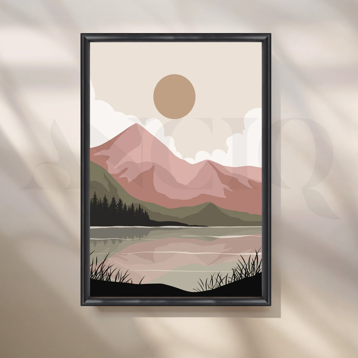 Blush Lake Peaks Canvas Artwork – Asha Art Studio – Image 3