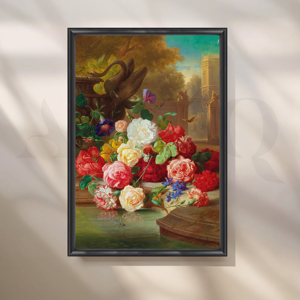 Garden Roses by the Fountain Canvas Artwork – Asha Art Studio – Image 3