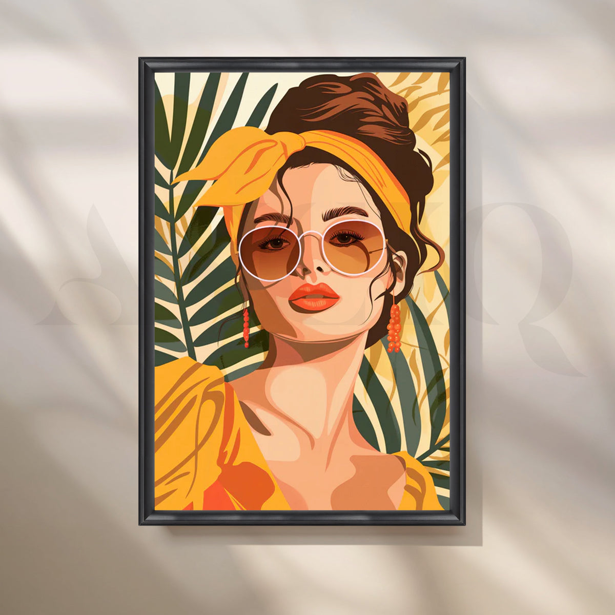 Sunlit Palm Muse Canvas Painting for Contemporary Living Room – Asha Art Studio – Image 3