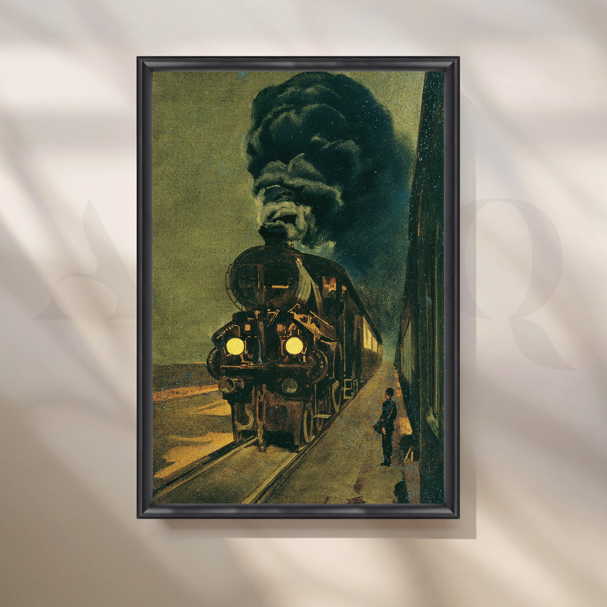 Steam Train at Dusk Canvas Artwork – Asha Art Studio – Image 3