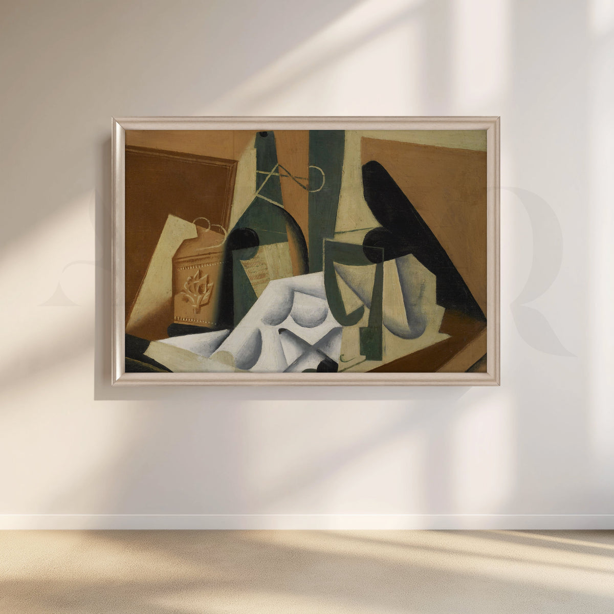 Cubist Still Life with Bottle Canvas Artwork – Asha Art Studio – Image 4
