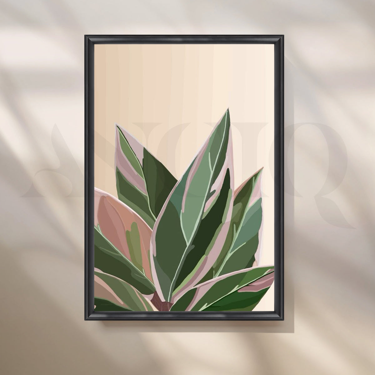 Tropical Pink Leaves Canvas Artwork – Asha Art Studio – Image 3