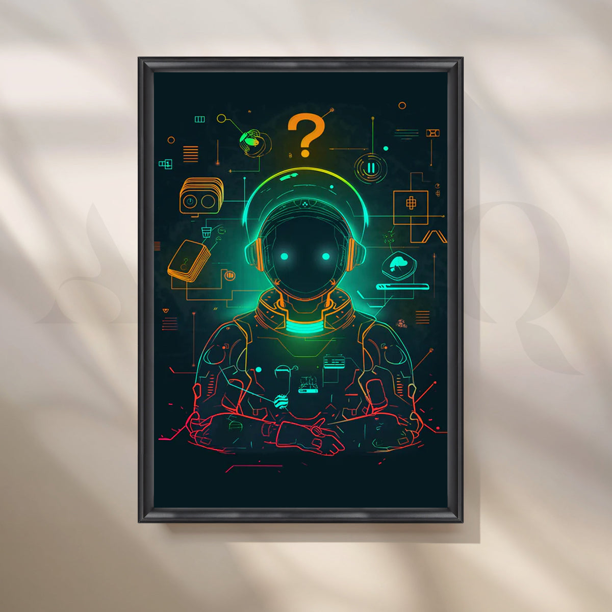 Neon AI Navigator Canvas Painting for Home Office – Asha Art Studio – Image 3