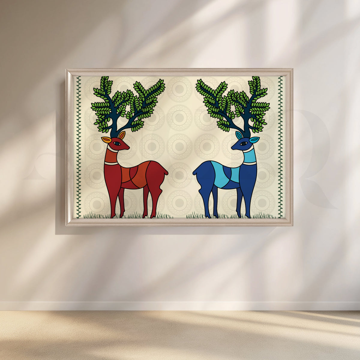 Dual Deer Harmony Canvas Artwork – Asha Art Studio – Image 4