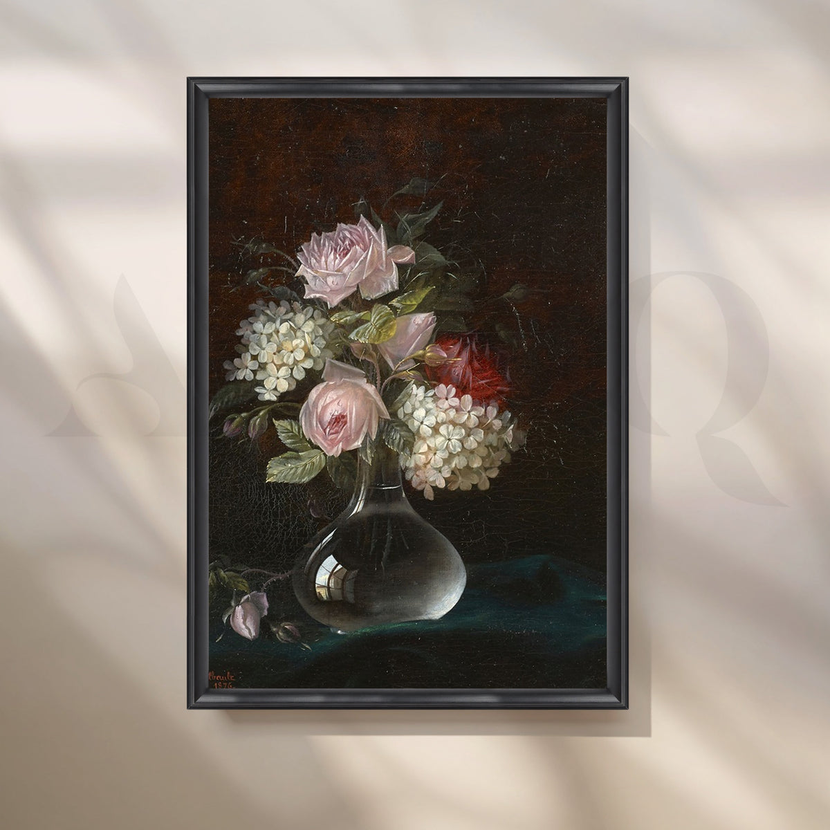 Blush Roses in Glass Vase Canvas Artwork – Asha Art Studio – Image 3