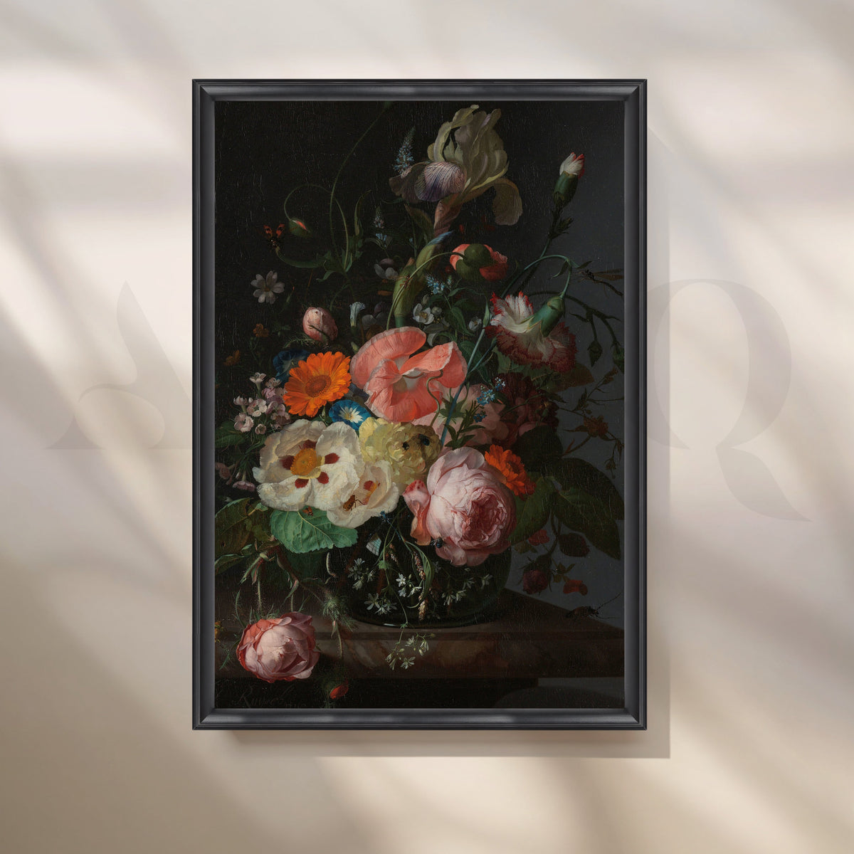 Dark Floral Elegance Canvas Artwork – Asha Art Studio – Image 3