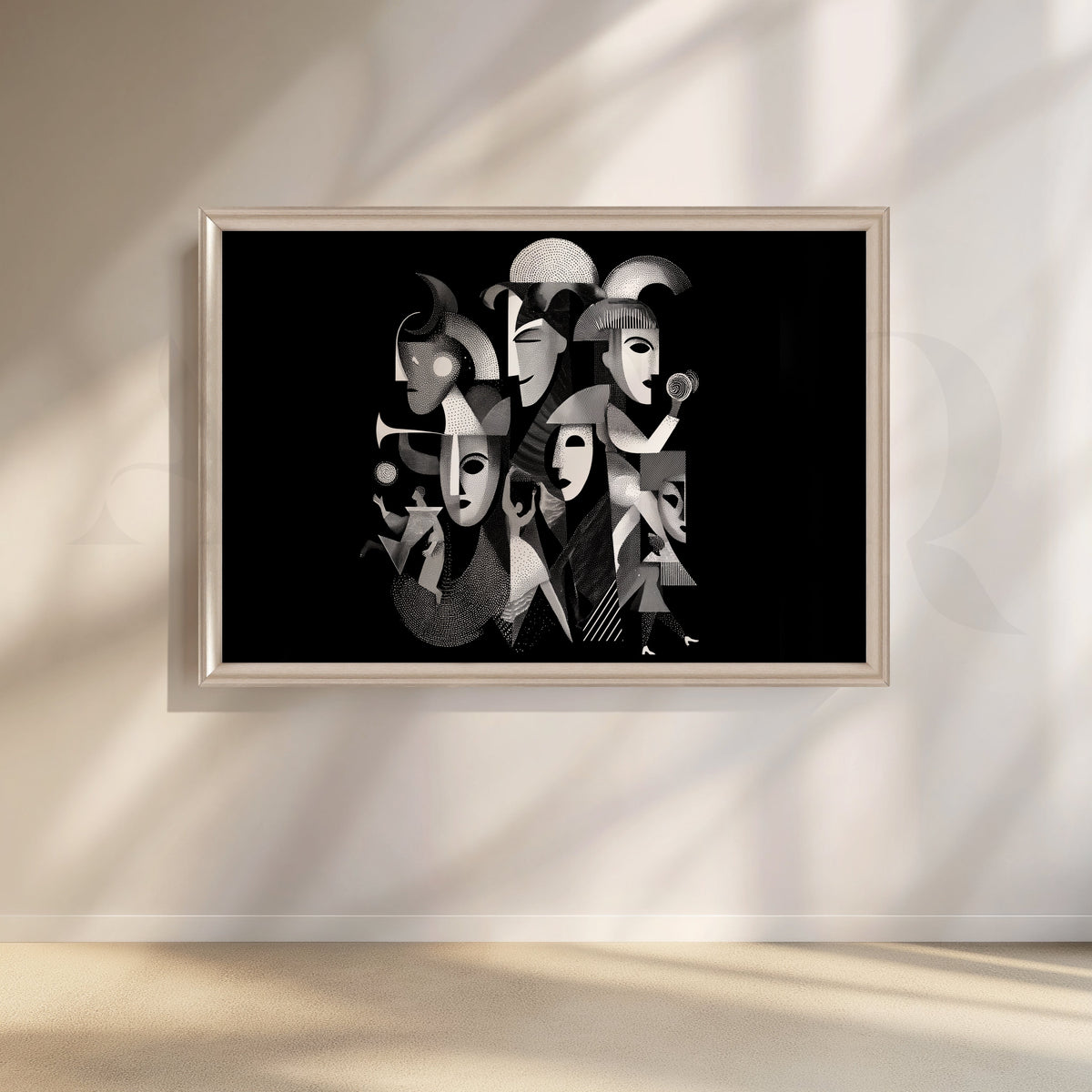Cubist Noir Ensemble Canvas Artwork – Asha Art Studio – Image 4