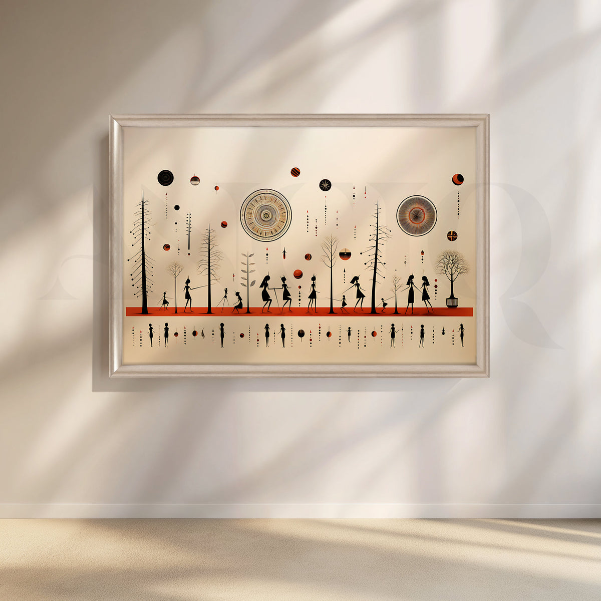 Celestial Lineage Warli Canvas Artwork – Asha Art Studio – Image 4