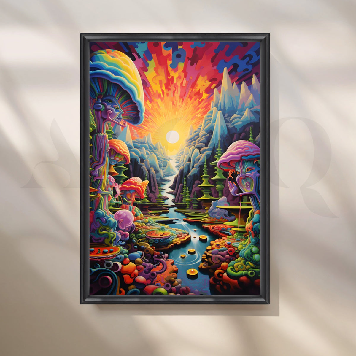 Psychedelic Sunrise Valley Canvas Painting for Living Room – Asha Art Studio – Image 3